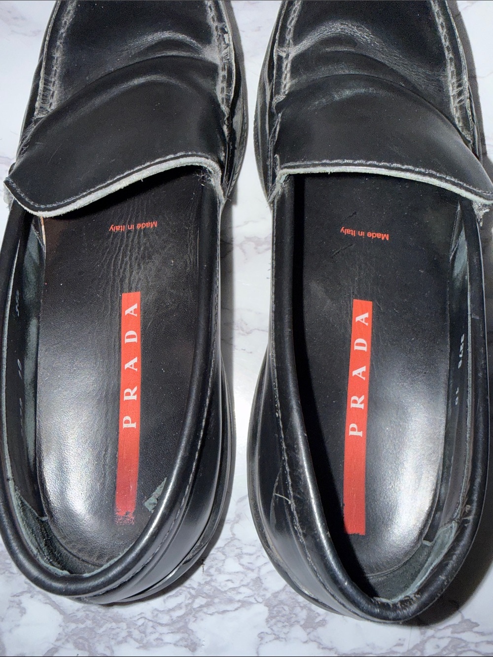 Prada Vibram Black Leather Slip-On Loafers size 39.5 / 10 - Picture 5 of 9